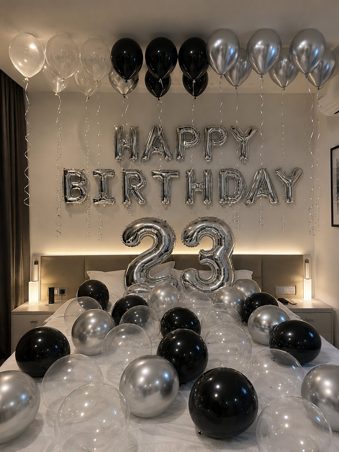 Silver & Black Birthday Balloon Package