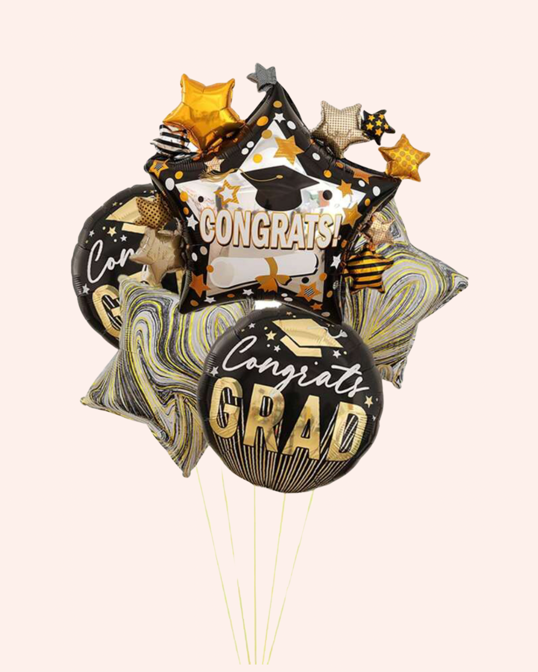 5pcs Black&Silver star Graduation balloonat