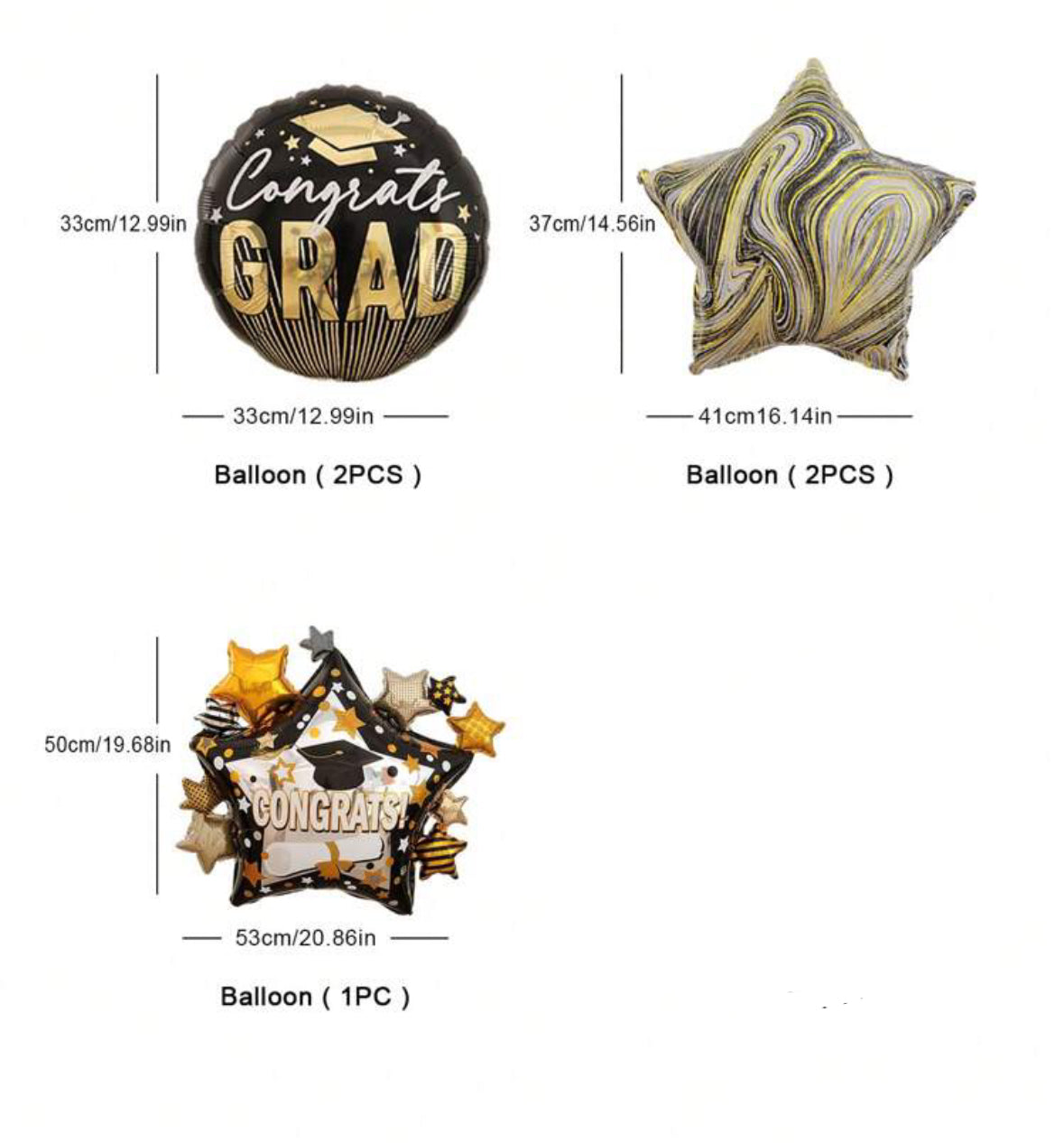 5pcs Black&Silver star Graduation balloonat