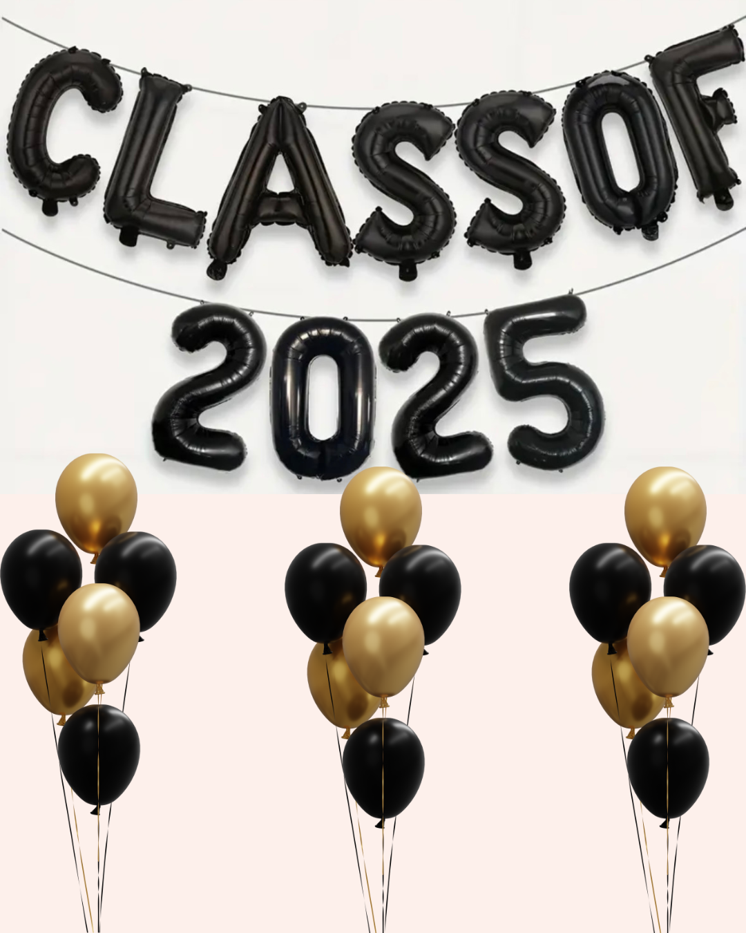 🎓 Class of 2025 Graduation Balloon Set – Black & Gold Edition